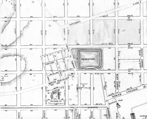 The Jefferson Street Neighborhood in 1860. From 24th Street to where Turner’s Lane ends is the ballpark site.