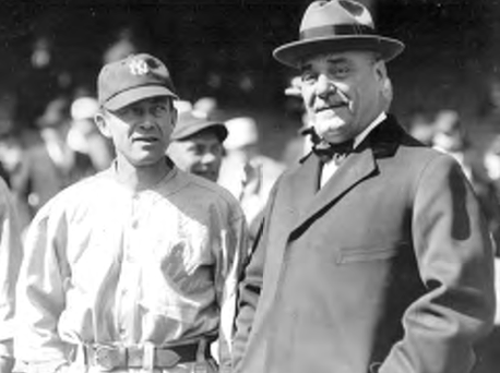 Although on the surface Miller Huggins and Jacob Ruppert seemed worlds apart, the two men had striking similarities. They were the architects of the New York Yankees’ dominance in the 1920s. (BOSTON PUBLIC LIBRARY)