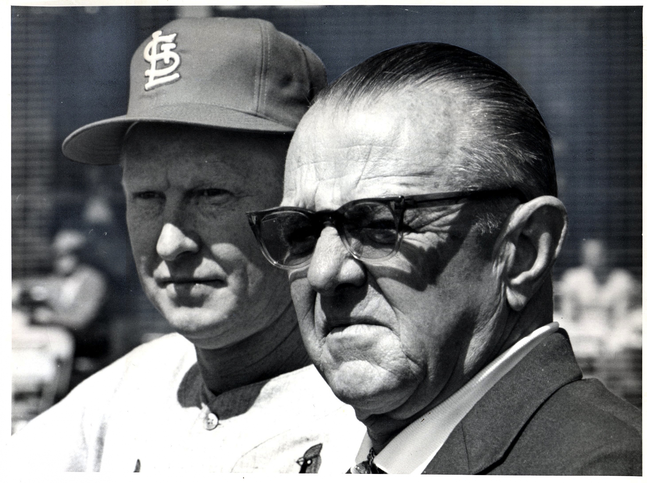 St. Louis Cardinals owner August A. “Gussie” Busch Jr., right, with manager Red Schoendienst (ST. LOUIS CARDINALS)