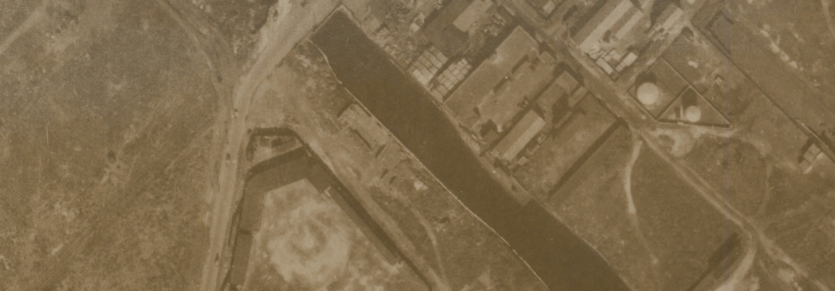 Aerial photo of Maryland Park taken by the Maryland Port Administration, circa 1927. Photo discovered by Professor Bernard McKenna, courtesy of Johns Hopkins University.