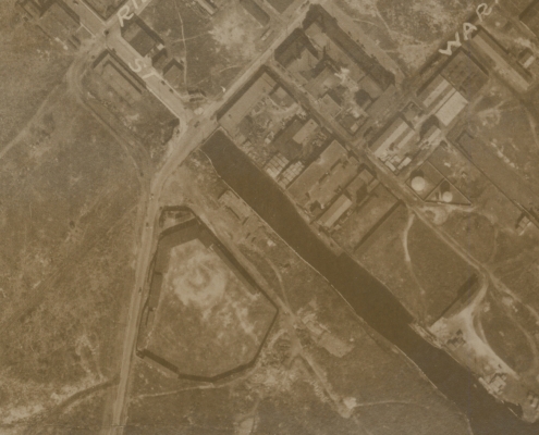 Aerial photo of Maryland Park taken by the Maryland Port Administration, circa 1927. Photo discovered by Professor Bernard McKenna, courtesy of Johns Hopkins University.
