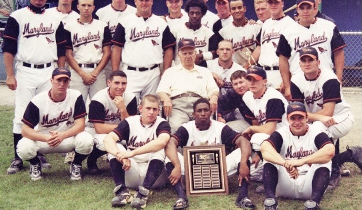 2000 AAABA Champion Maryland Orioles with General Manager Walter Youse (center) and Manager Dean Albany (standing far left second row). (GREG PAUL)