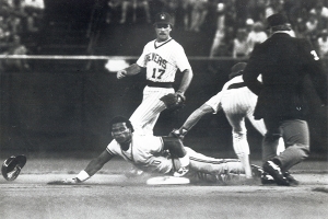 Rickey Henderson steals his 105th base of the season in 1982 (NATIONAL BASEBALL HALL OF FAME LIBRARY)