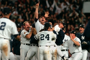 John Wetteland and the Ne York Yankees celebrate winning the 1996 World Series (COURTESY OF MLB.COM
