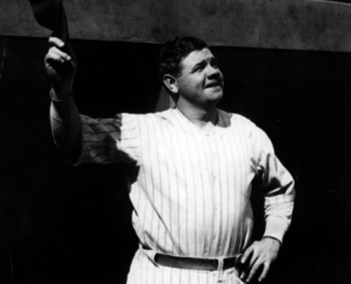 Babe Ruth waves his hat to fans at Yankee Stadium. (LIBRARY OF CONGRESS)