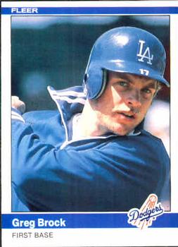Dodgers prospect Greg Brock was the namesake of Bill James's Brock2 system (TRADING CARD DB)