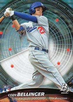 Cody Bellinger of the Los Angeles Dodgers has one of the most pronounced uppercut swings in baseball. (TRADING CARD DB)