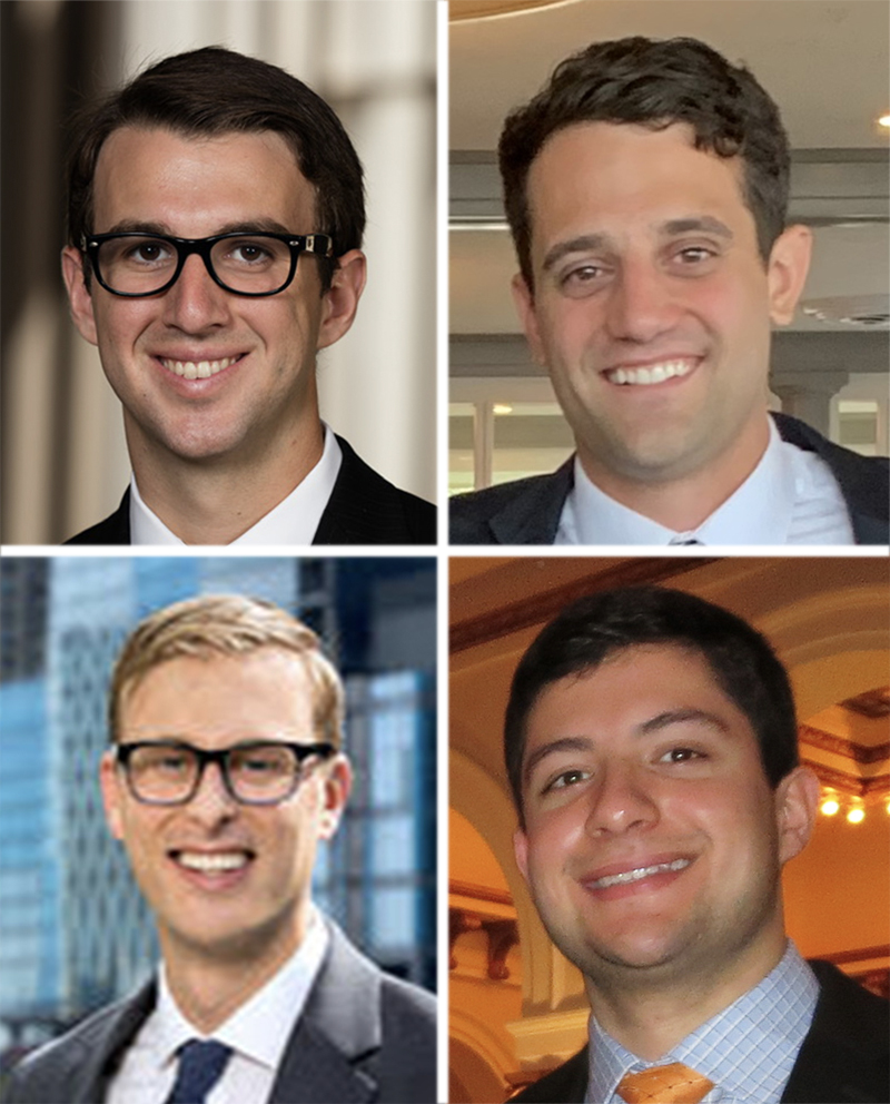 2021 Diamond Dollars Case Competition winners from the University of Chicago-Booth (clockwise from top-left): Jacob Fain, Cam Harrigan, Omar Taveras, and Trevor Million