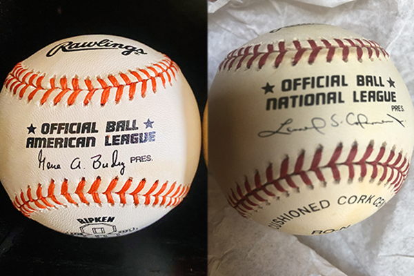 1990s-era American League and National League baseballs