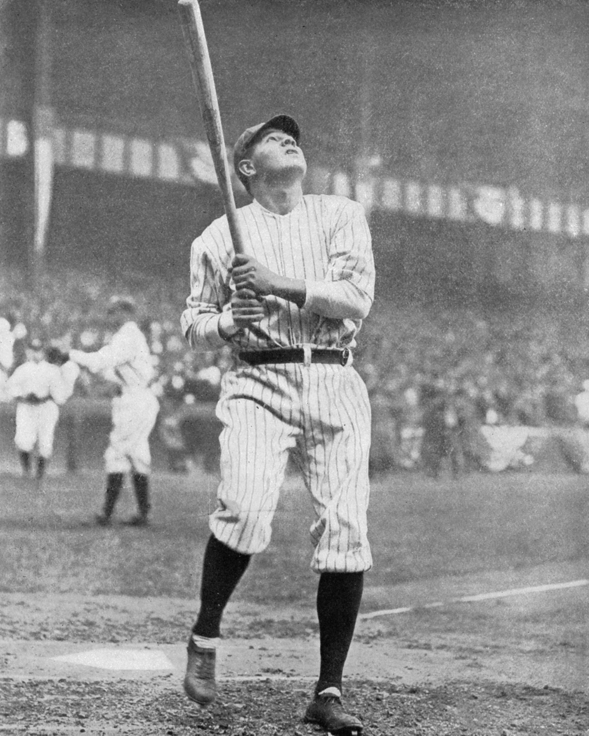 Babe Ruth swinging at the Polo Grounds in 1921 (SABR-RUCKER ARCHIVE)