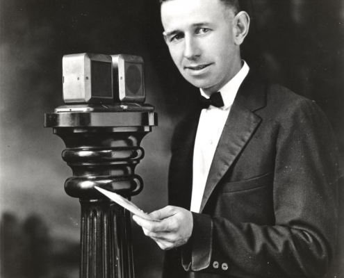 Broadcaster Harold Arlin of KDKA in 1925 (George Westinghouse Museum Collection, Detre Library & Archives Division, Senator John Heinz History Center Pittsburgh, PA)