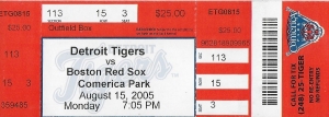 August 15, 2005 game ticket (MADISON MCENTIRE)