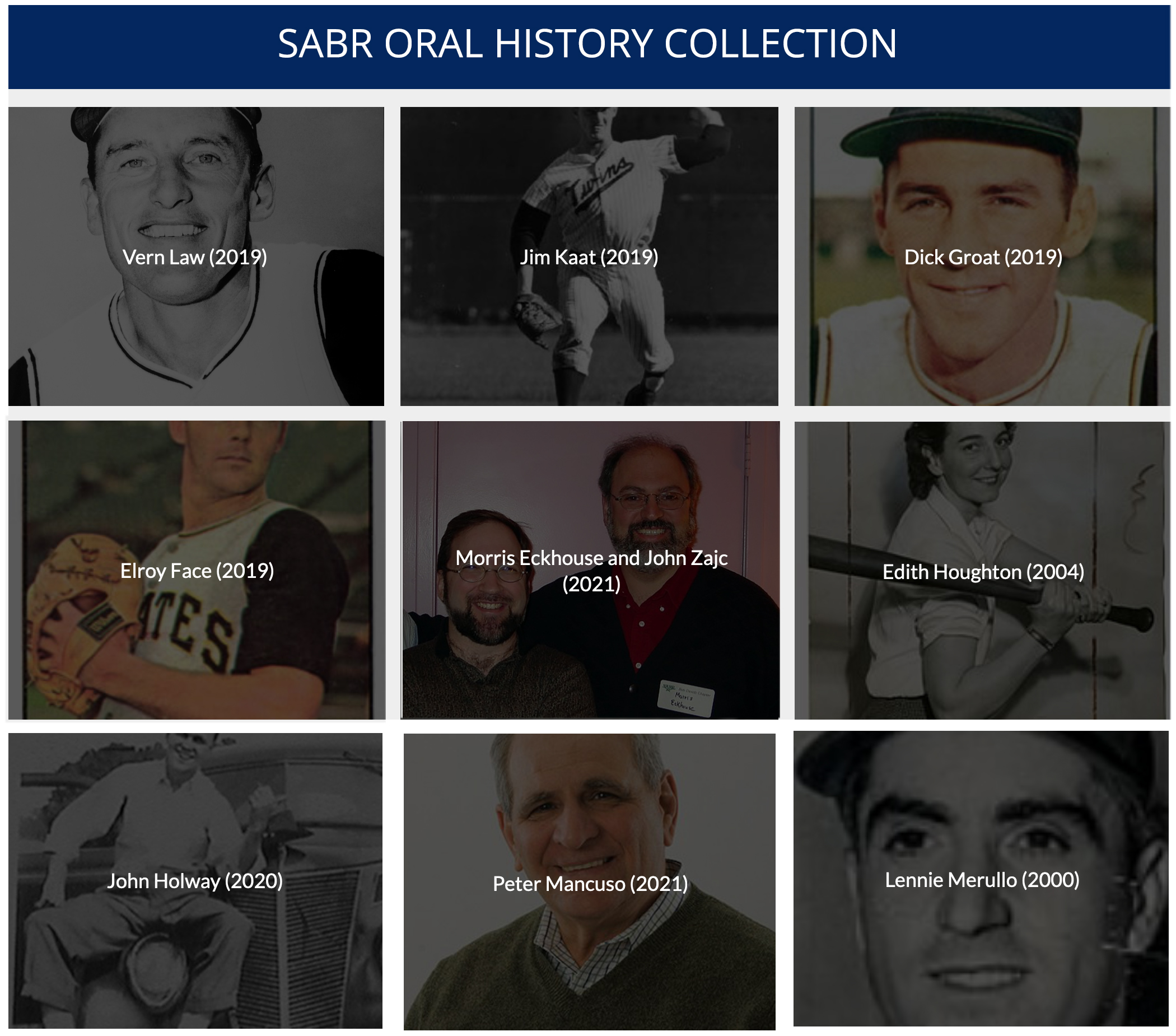 New SABR Oral History interviews: October 1, 2021