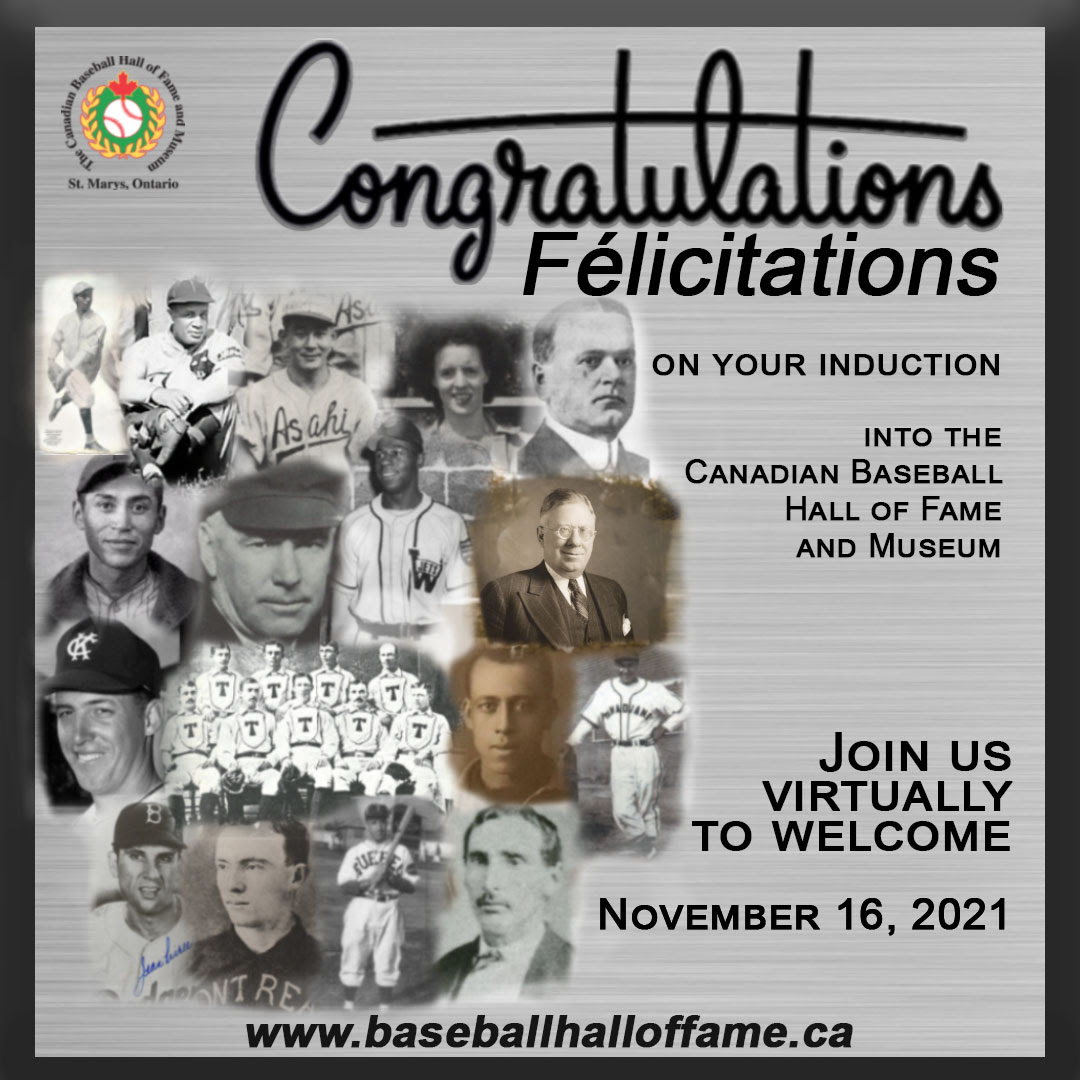 Watch the 2021 Canadian Baseball Hall of Fame induction ceremony on November 16