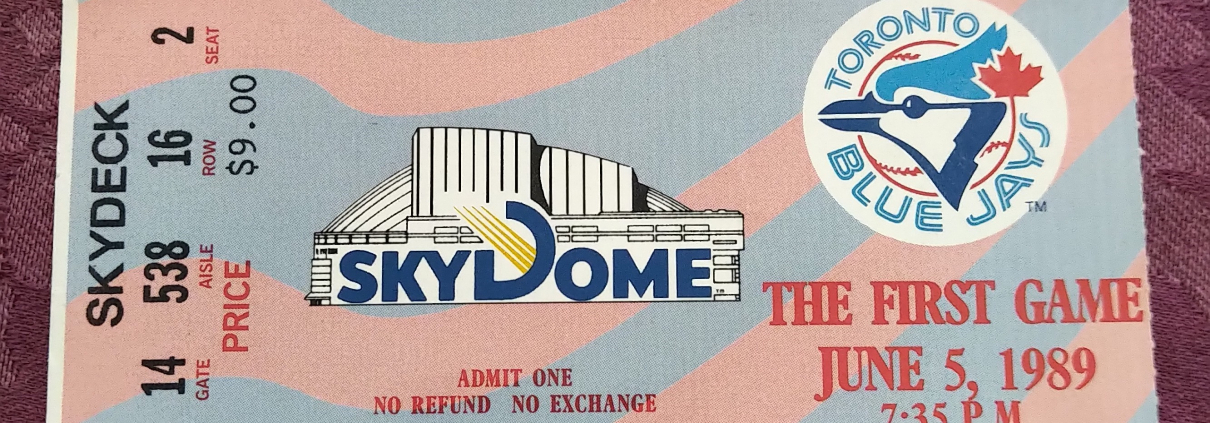 Ticket to the Blue Jays home opener at SkyDome on June 5, 1989 (Courtesy of Gwyneth Gibson)
