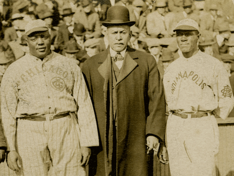 Rube Foster of the Chicago American Giants, J.D. Howard, and C.I. Taylor of the Indianapolis ABCs (NOIRTECH / LARRY LESTER)