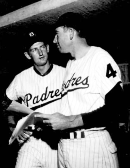 Gary Wagner and Bob Skinner of the San Diego Padres (SAN DIEGO HISTORICAL SOCIETY)