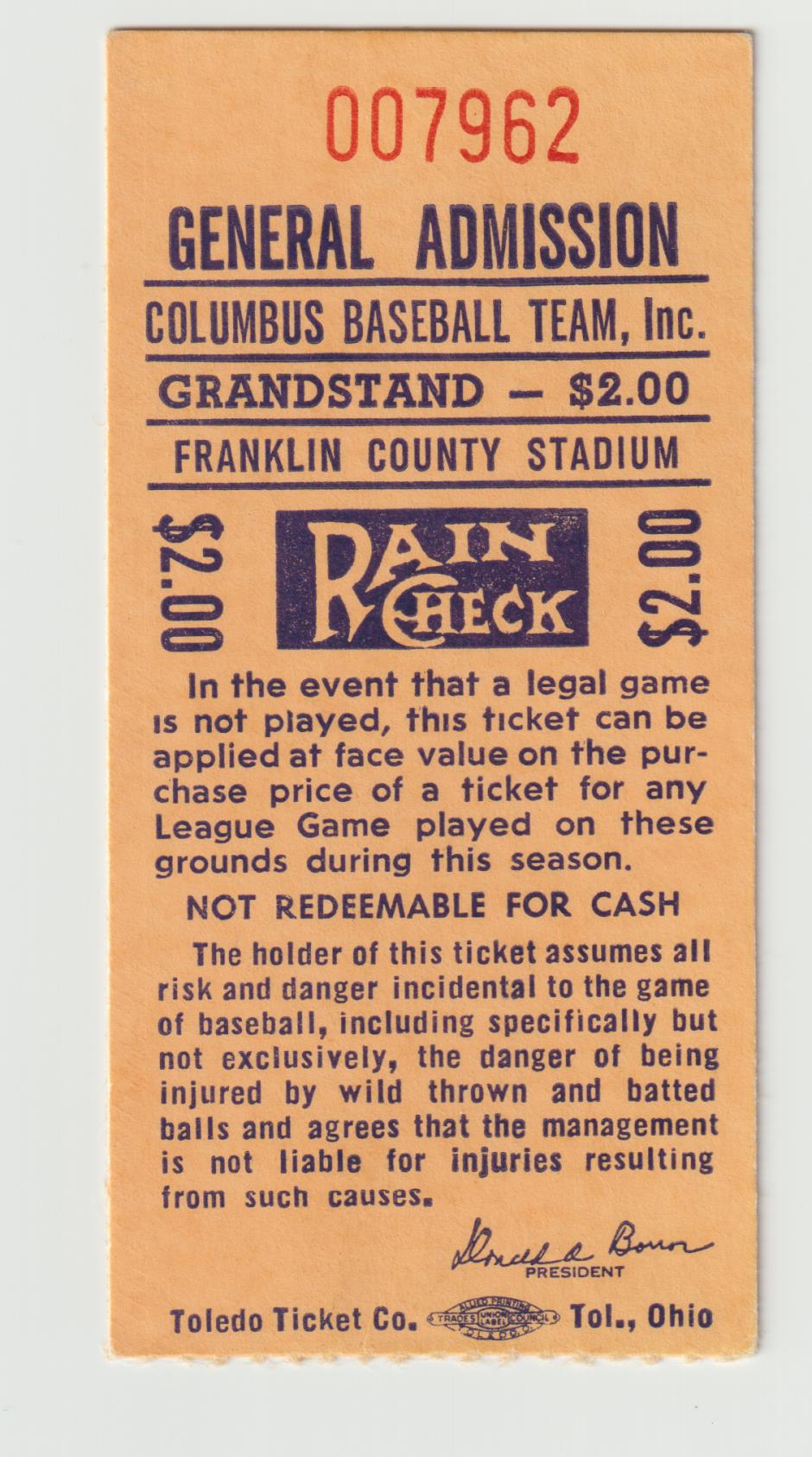 1977 Columbus Clippers game ticket (Courtesy of Tom Hufford)