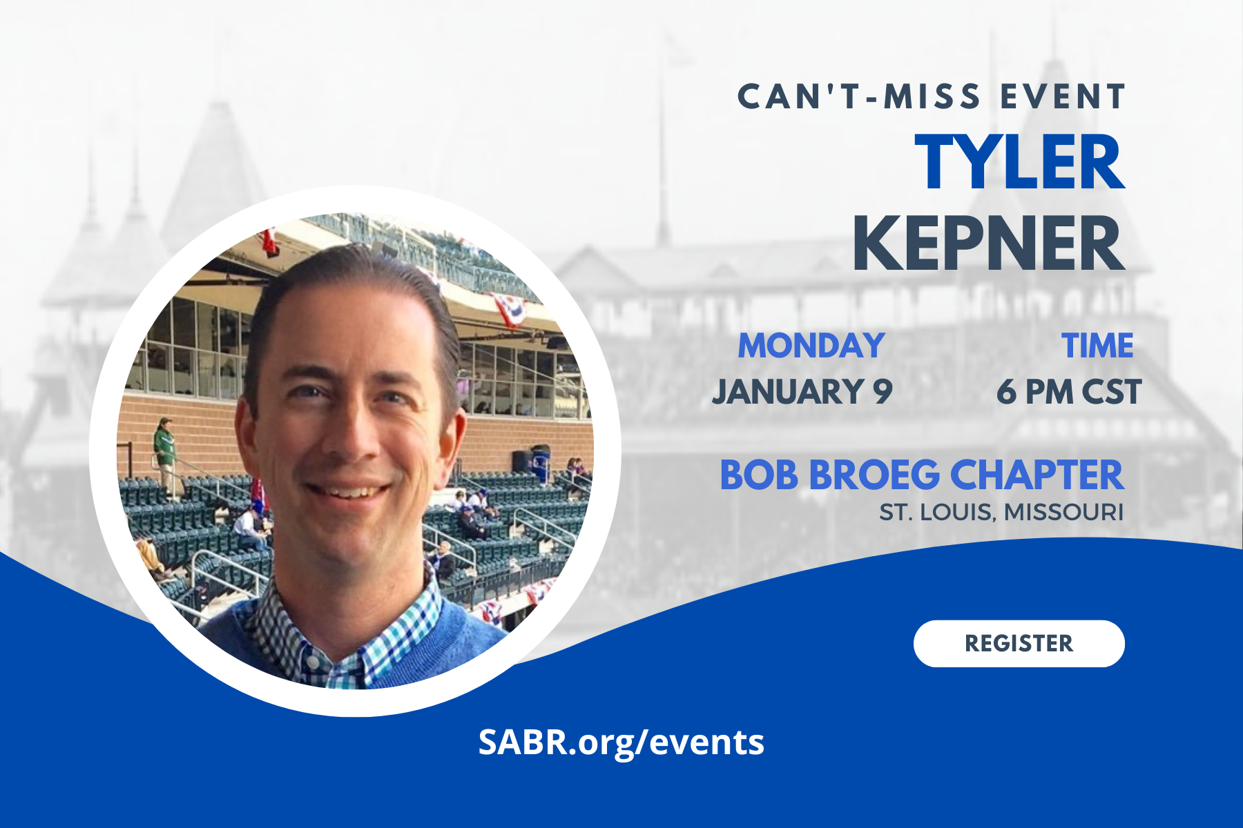 Tyler Kepner, author of "The Grandest Stage," will speak via Zoom to the SABR Bob Broeg St. Louis Chapter at 6:00 p.m. Central on Monday, January 9