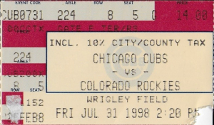 July 31, 1998 ticket stub (Madison McEntire)