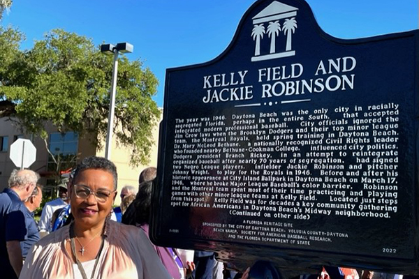 Kelly Field historical marker in Daytona Beach, Florida