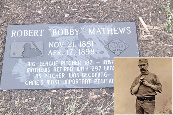 Bobby Mathews grave marker in Baltimore, Maryland