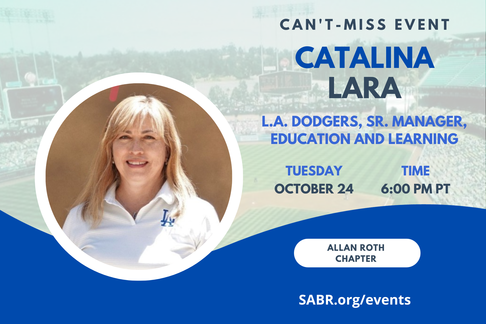 SABR's Allan Roth Chapter in Los Angeles will hold a virtual Zoom meeting at 6:00 p.m. PT on Tuesday, October 24, 2023. All baseball fans are invited to attend. Our first speaker will be Dr. Catalina Lara, Senior Manager, Education and Learning - Minor Leagues for the Los Angeles Dodgers. Dr. Lara provides Life Skills coaching for American and International Players. Our second speaker is Erik Sherman, author of "Daybreak at Chavez Ravine: Fernandomania and the Remaking of the Los Angeles Dodgers". 