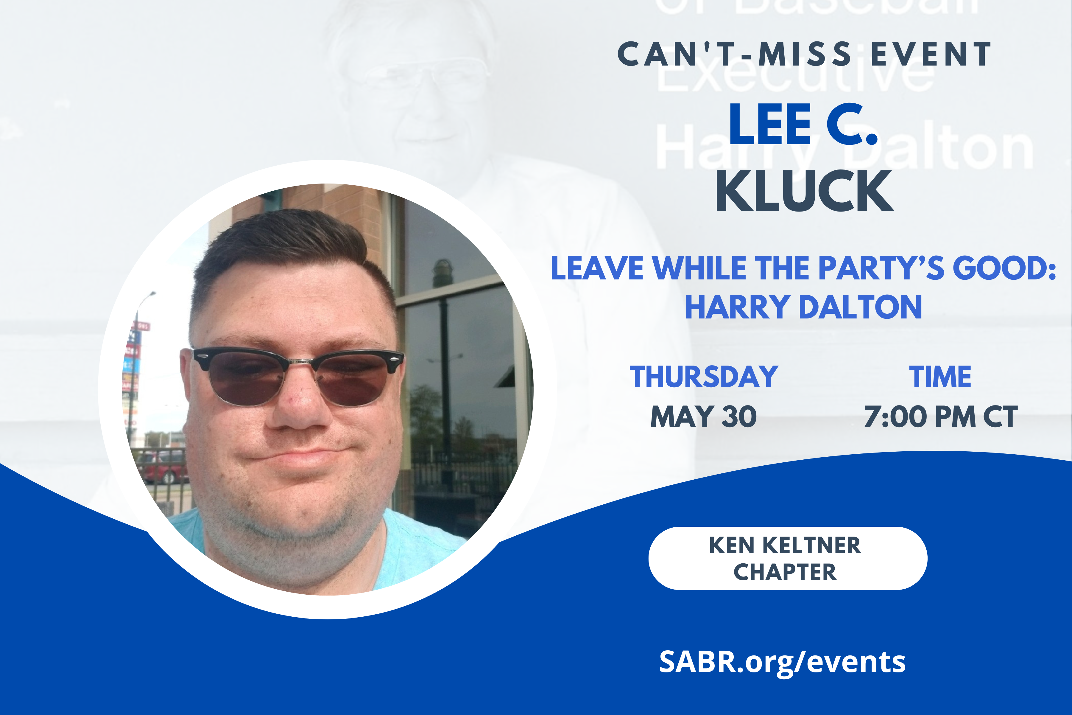 SABR's Ken Keltner Badger State Chapter will hold a virtual Zoom meeting at 7:00 p.m. CDT on Thursday, May 30, 2024. All baseball fans are welcome to attend. Our special guest will be Lee Kluck talking about his new book, Leave While the Party’s Good: The Life and Legacy of Baseball Executive Harry Dalton.