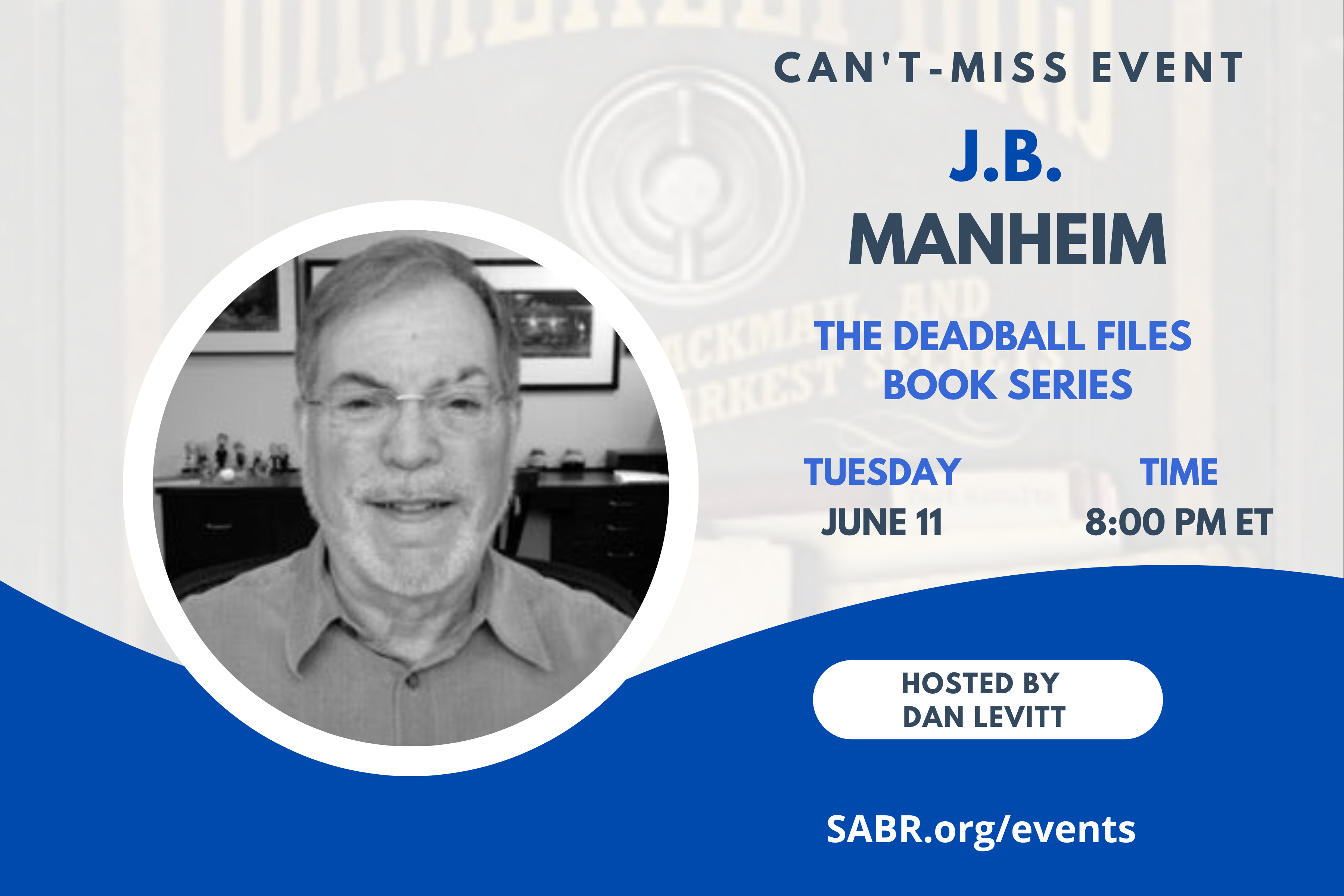 SABR's Deadball Era Committee will host its next Book Talk virtual meeting at 8:00 p.m. EDT on Tuesday, June 11, 2024. All baseball fans are welcome to attend. Our guest is J.B. Manheim, Professor Emeritus at George Washington University and author of a series of books on baseball's Deadball Era.