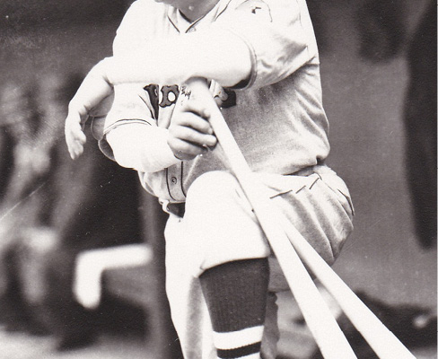 The Bambino awaits his at-bat at Braves Field. (Courtesy of Boston Braves Historical Association archives)