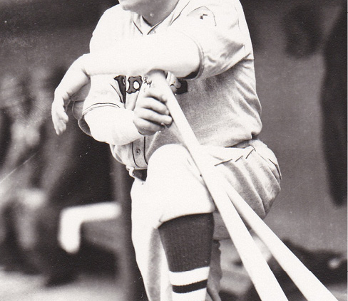 The Bambino awaits his at-bat at Braves Field. (Courtesy of Boston Braves Historical Association archives)