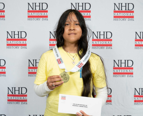 Kristyn Castaneda, a student in New Jersey, was selected as the winner of the 2025 Lee Allen Award at National History Day.