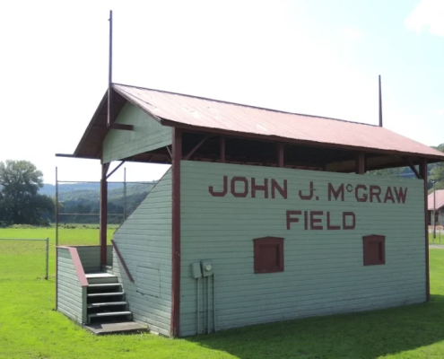 Original grandstand for John J. McGraw Field in Truxton, New York. (courtesy of David Stinson)
